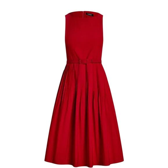 Ralph Lauren Size 4 Red Belted Taffeta Cocktail Dress Missing Belt - Picture 2 of 8